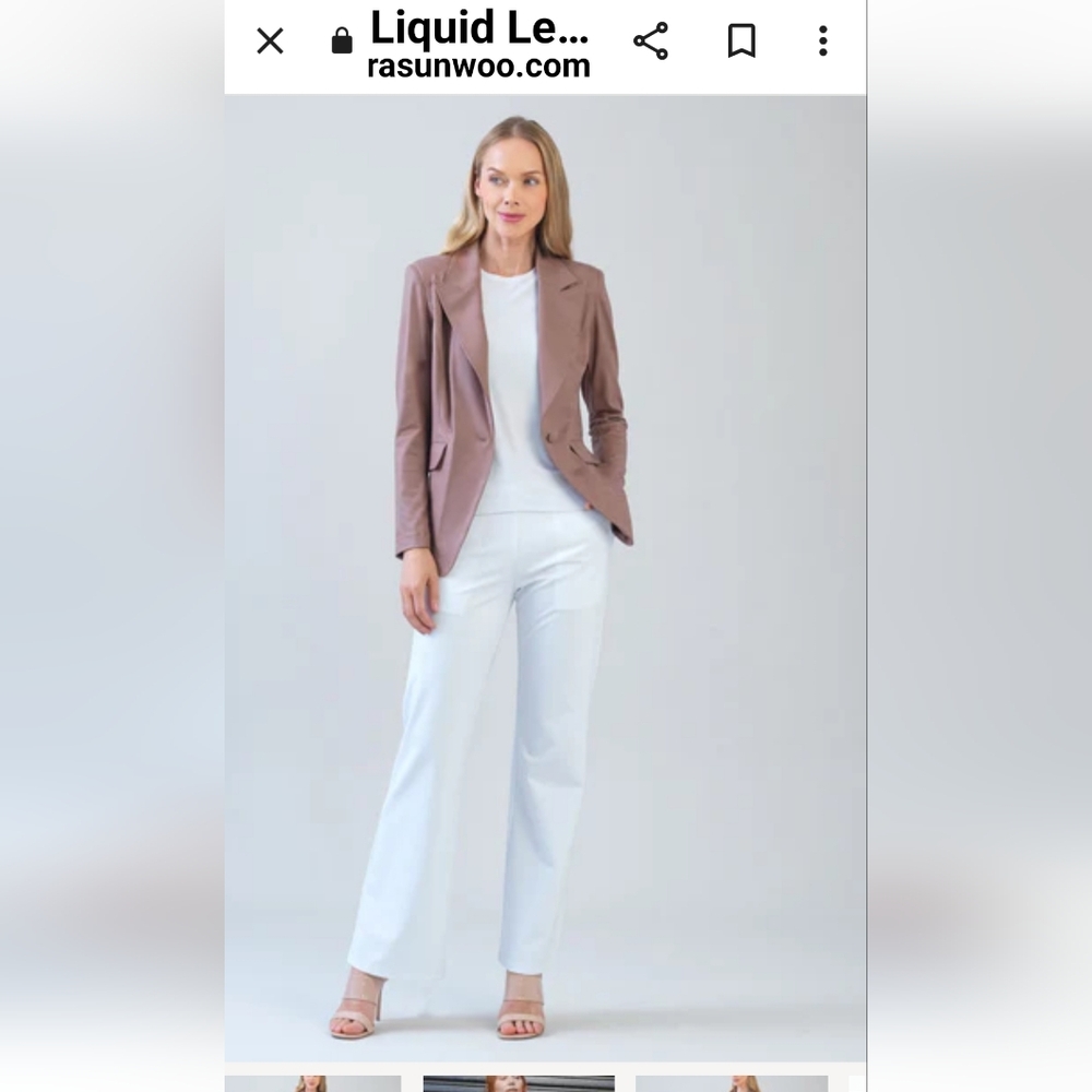 CLARA SUN WOO Signature Liquid Leather Blazer Jacket in Taupe Size L NWOT - Picture 5 of 12